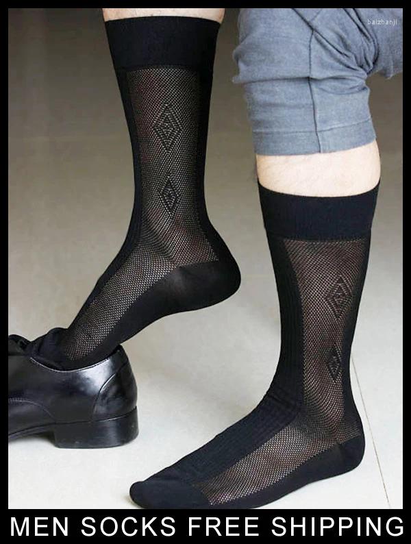 Sexy Socks Mens Socks Formal Dress Suit Silk For Leather Shoes Mens Sexy Thin Sheer Gay Sock Fetish Collection Hose Stockings z241106