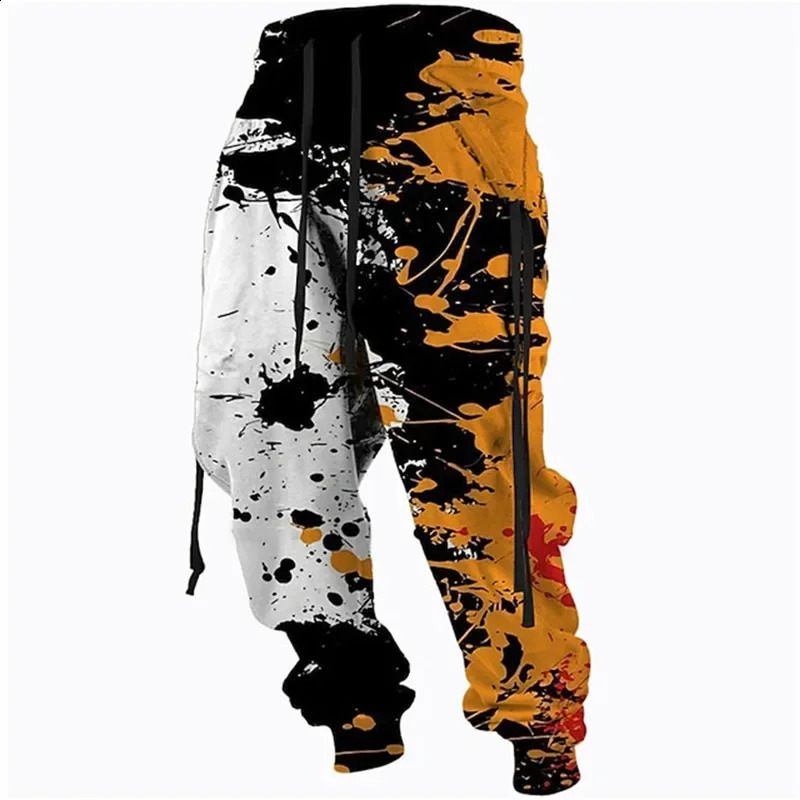 Graffiti Drawstring Long Mens Casual Sweatpants Joggers 3D Print Camo Trousers Mens Clothing Track Vintage Pants Clothes Man 240722