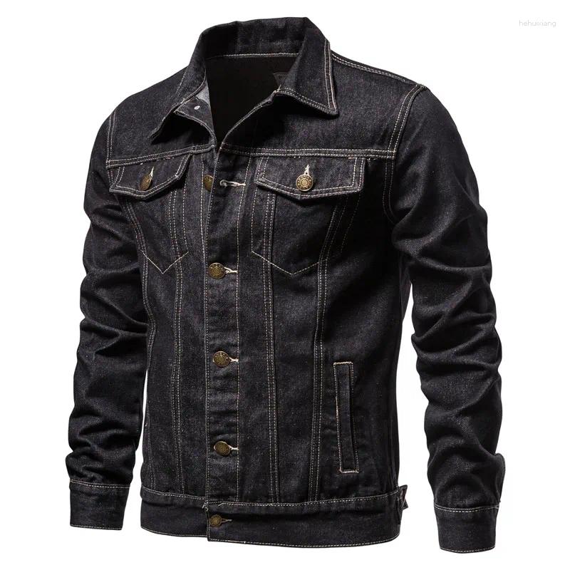 Men's Jackets 2024 Autumn Solid Lapel Denim Fashion Motorcycle Jeans Jacket Hommes Slim Fit Cotton Casual Black Blue Outwear Plus Size B4