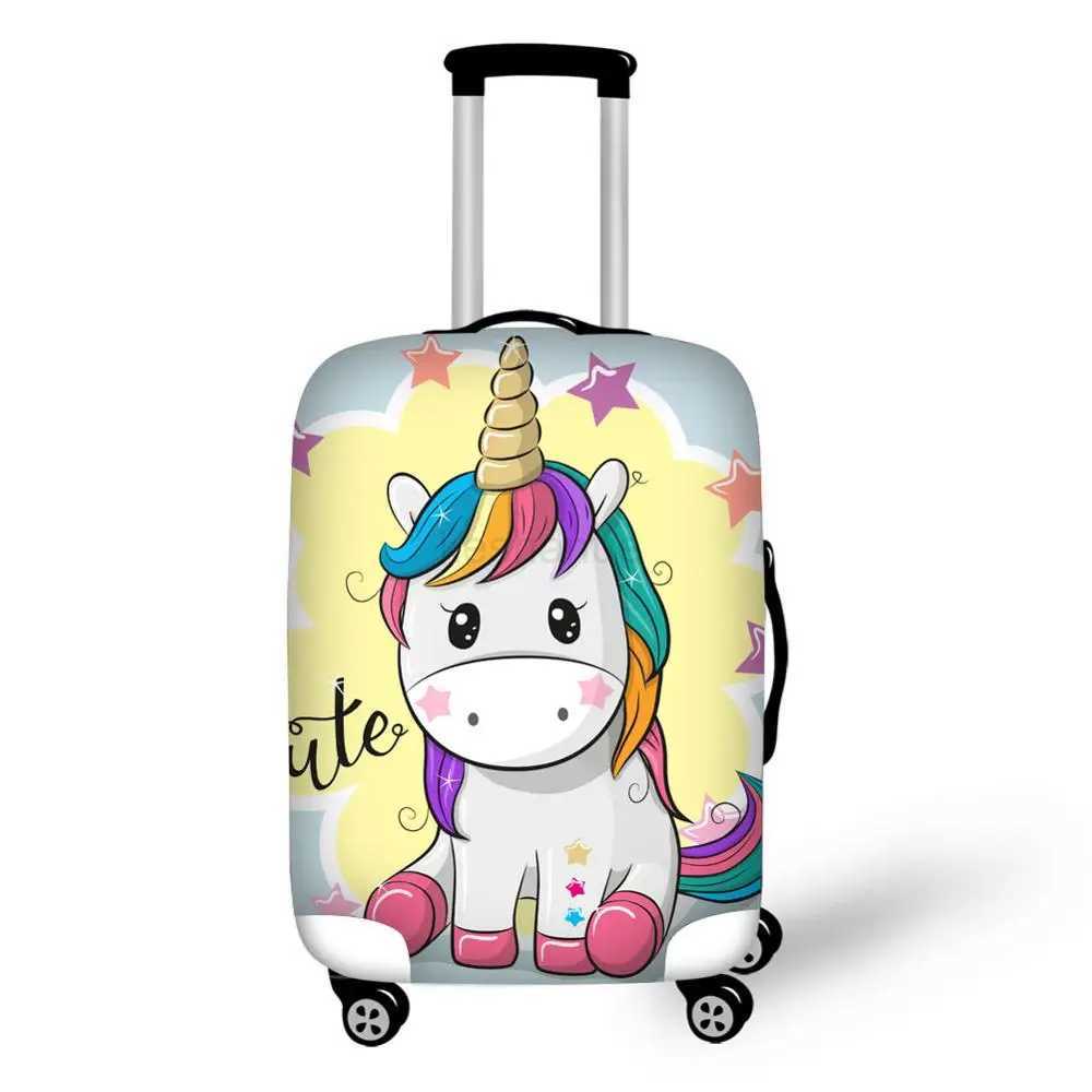3D Cartoon Unicorn Pattern Print Travel Luggage Suitcase Protective Cover Stretch Portable Luggage CoversXJ240723
