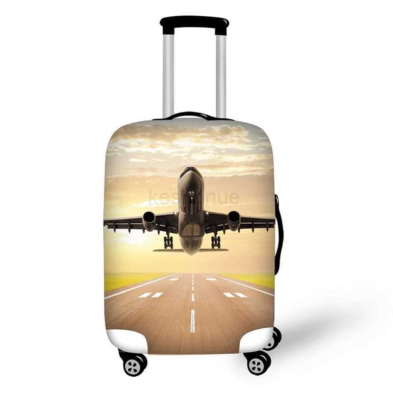 Aircraft pattern Elastic Luggage Protective Cover Zipper Suit For 18-30 inch Trunk Case Travel Suitcase Covers BagsXJ240723