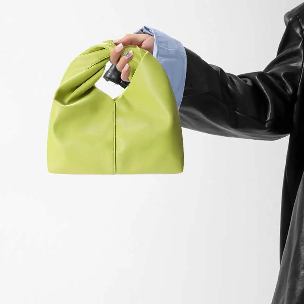 Women PU Twist Top Handle Bag Hasp Closure Mini Purse Solid Color Fashionable Clutch Purse Small Dumpling Bag for Outdoor Travel 240723