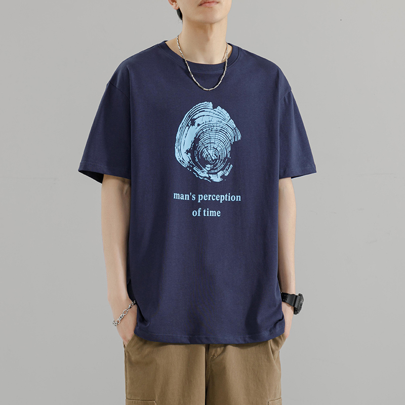 Summer new ice sensation short men, loose and niche design, printed half sleeved T-shirt for men