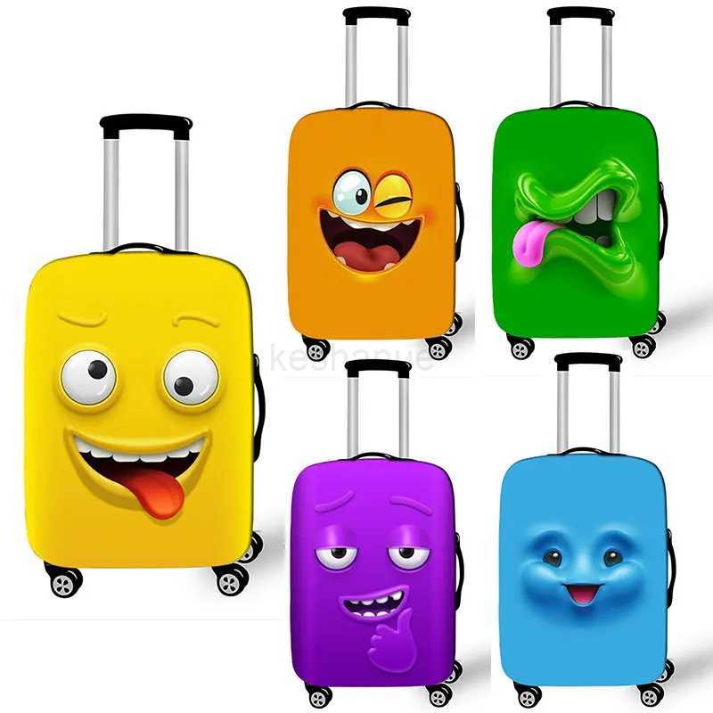 Luggage Cover Funny Expression Print Protective Sheath Travel Suitcase Elastic Dust Cases Fit 18 - 32 Inches Baggage AccessorieXJ240723