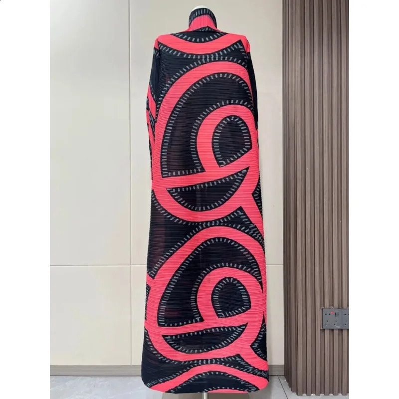 YUDX Streetwear Striped Print Pleated Long Coat Women Contrast Color Loose Belt Gathered Waist Windbreaker 240716