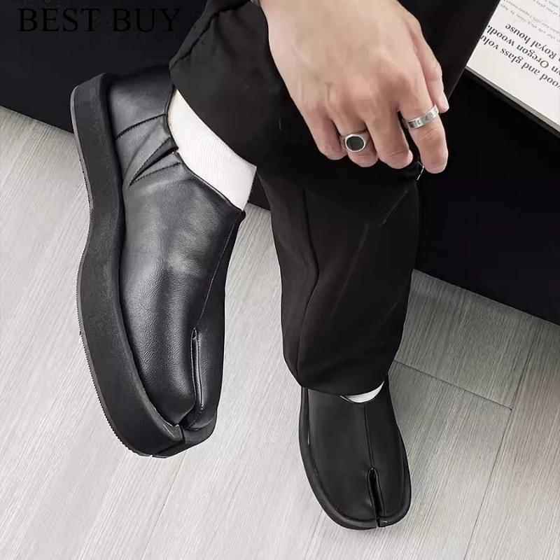 Casual Shoes 2024 Retro Split Toe Thick Sole Shallow Women Slip-On Loafers Designer Style Comfortabl Men Size 45