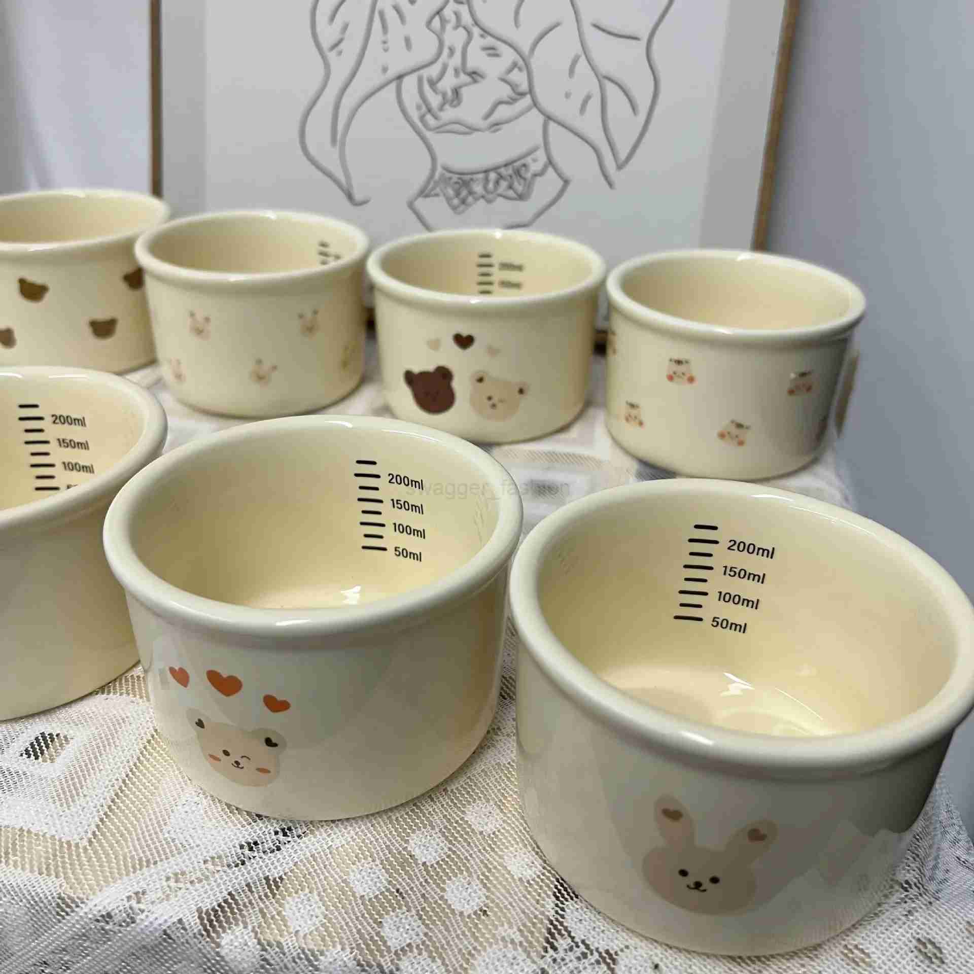 Baby food supplement ceramic bowl Cute baby eating ceramic bowl Fresh-keeping sealed childrens feeding tablewareB270723