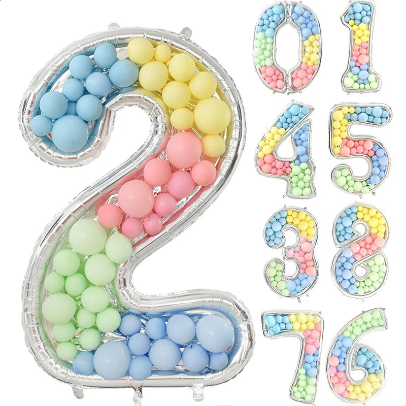 65inch Giant Number Balloon Frame Kids Birthday Decoration Figure 0-9 Balloons Filling Box Anniversary Baby Shower Party Decor 240719
