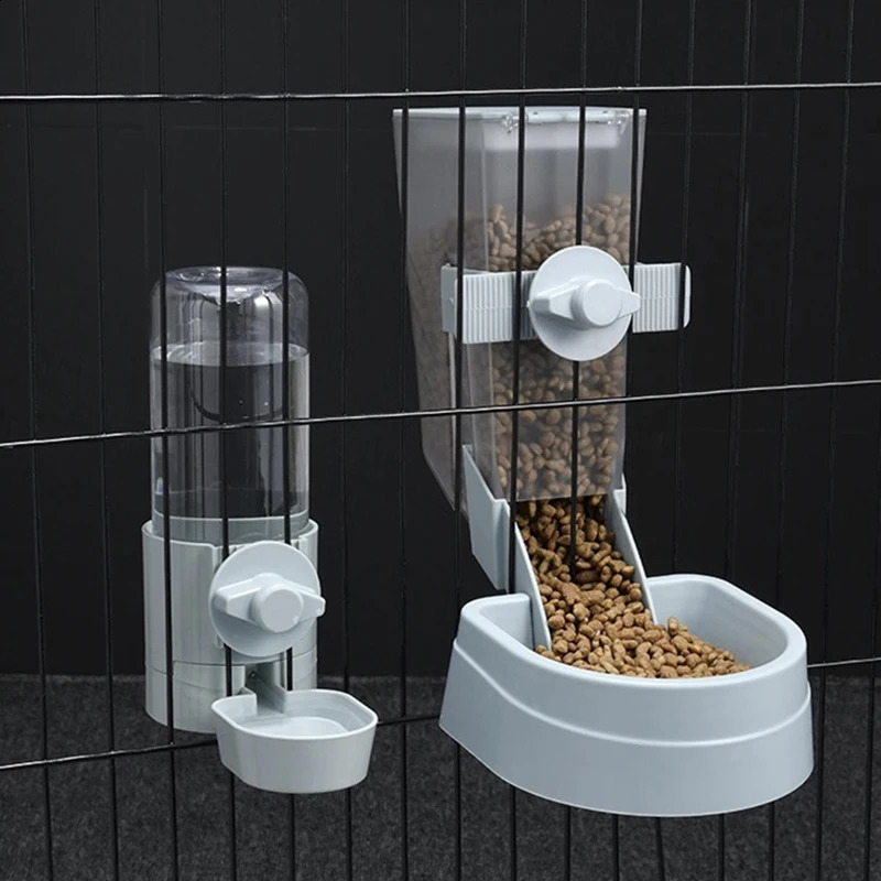 Pet Feeder Cage Hanging Bowl Water Bottle Food Container Dispenser For Feeding Products To Puppies Cats Rabbits