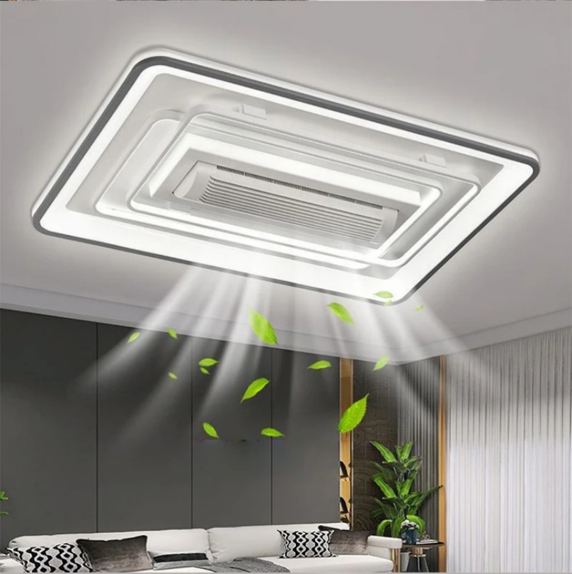 LED Invisible Bladeless Ceiling Fan Chandelier Smart Home Decoration for Living Room Bedroom Children's Room Indoor Lamps