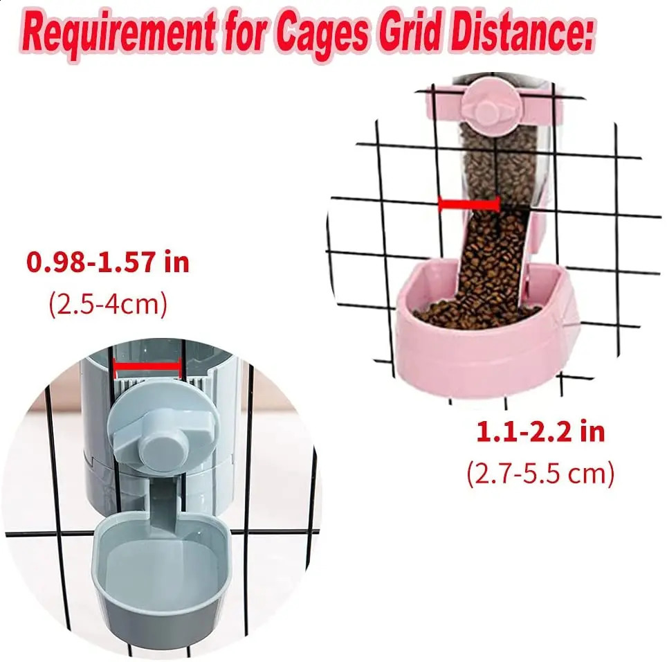 Pet Feeder Cage Hanging Bowl Water Bottle Food Container Dispenser For Feeding Products To Puppies Cats Rabbits