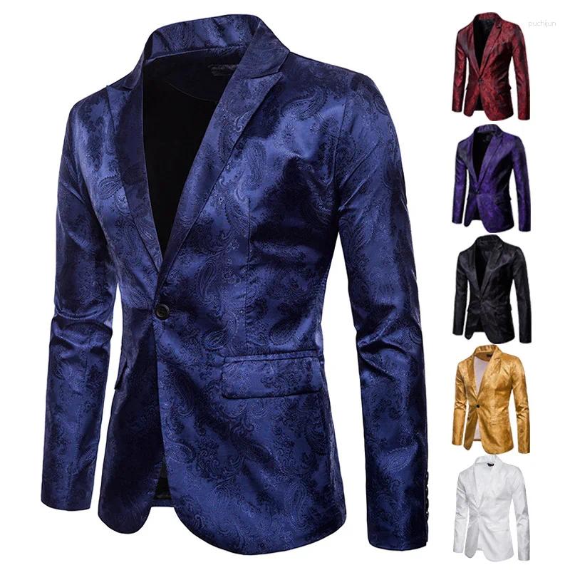 Men's Suits Suit Gentlemen Dark Pattern Designer Fashionable One-button Blazer Jacket Slim-fit Red Shirt Men