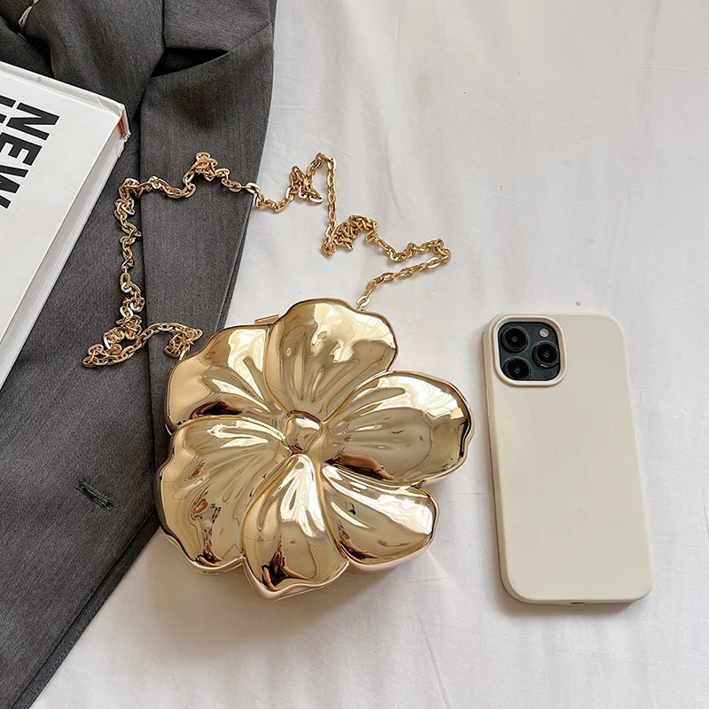 Flower Bag Womens Evening Bags Party Clutch PVC Coin Purse Female Crossbody Sling Wallet Mini Handbag with Removable Chain 240722