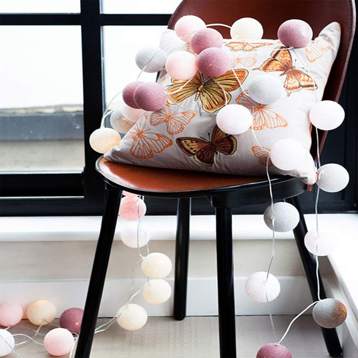 LED cotton thread ball color lights holiday creative bobble ball outdoor camping small color lights string