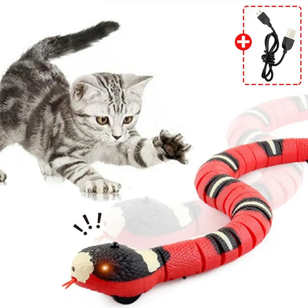 Smart Sensing Cat Toys Interactive Automatic Eletronic Snake Cat Teaser Indoor Play Kitten Toy USB Rechargeable for Cats Kitten 240723