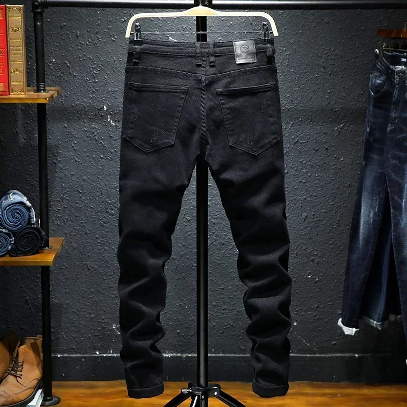 Ripped Jeans Men Winter Slim Skinny Fit Balck Stretch Hip Hop Denim Pants Patchwork Distressed Mens Trousers Fashion Streetwear 240821