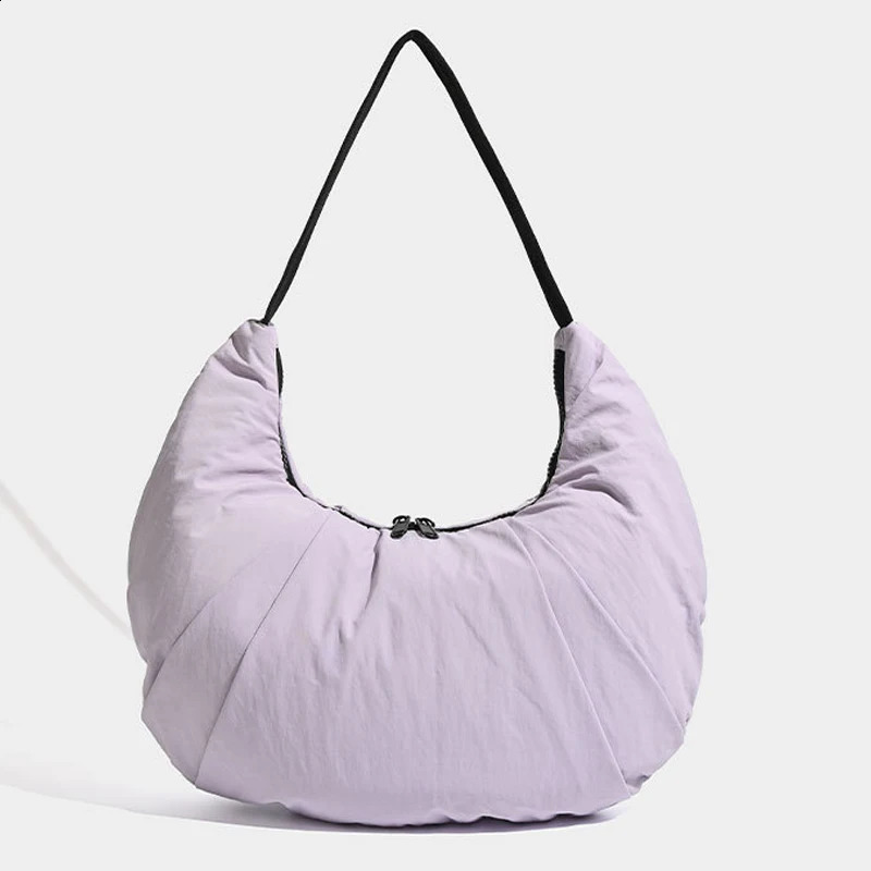Nylon Half Moon Bag For Women Handbag Purse 2024 In Casual Large Capacity Yoga Sports Fitness Light Shoulder 240723
