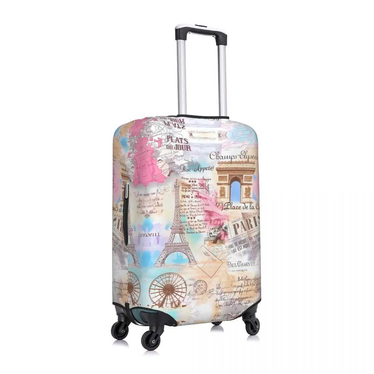 Paris Graffiti Suitcase Cover Vacation Eiffel Tower Painting Fun Luggage Supplies Travel ProtectorXJ240723