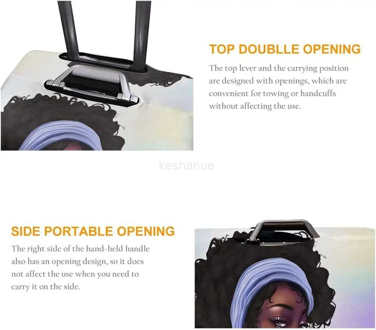 Afro Woman Luggage Cover Black Girl Travel Suitcase Protector Elastic Protective Washable Baggage Cover Fits L 25-28 InXJ240723