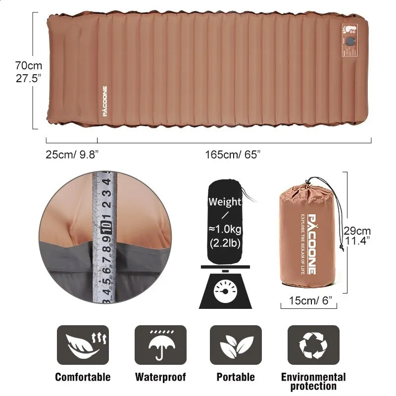 Ultralight Selfinflating Air Mattress Thicken Sleeping Pad Splicing Inflatable Bed Beach Picnic Mat Camping Tent Cushion 240716