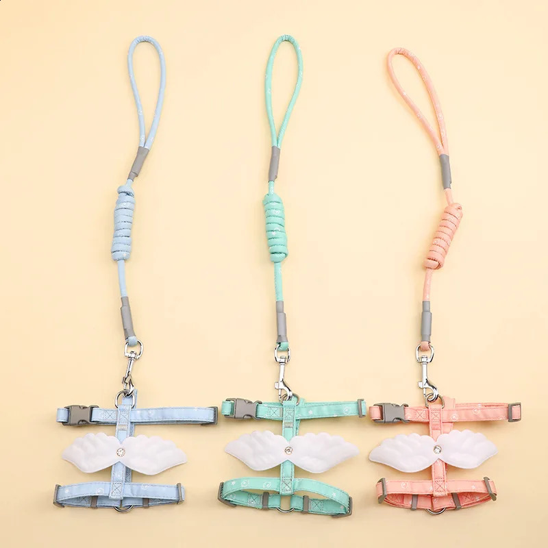 Sweet Angel Wing Cat Harness 120cm Leash Outdoor Cat Dog Harness and Leash Set Water Proof Vest Chest Strap Kitten Accessories 240724