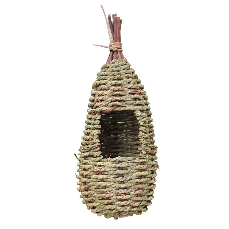 Hanging Bird House Natural Fiber Finch Bird Nest Hut Outdoor Cage Shelter Hideaway Bird Nest 240724
