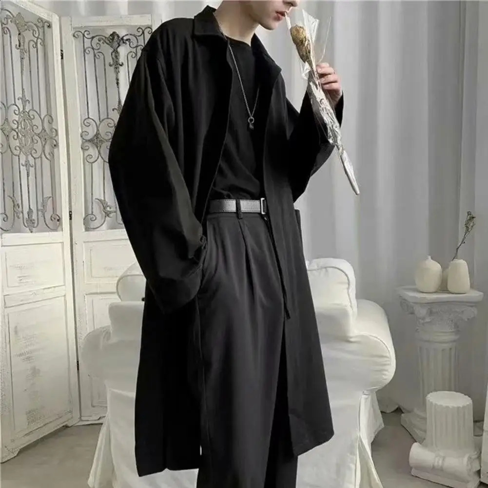 Korean Style Spring Trench Coat Button-breasted Men Coat Male Windbreaker Trenchcoat Men Business Casual Loose Long Overcoat 240716