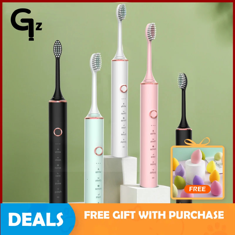 New 2024 N100 Sonic Electric Toothbrush Adult Timer Brush 6 Mode USB Charger Rechargeable Tooth Brushes Replacement Heads Set F618-18