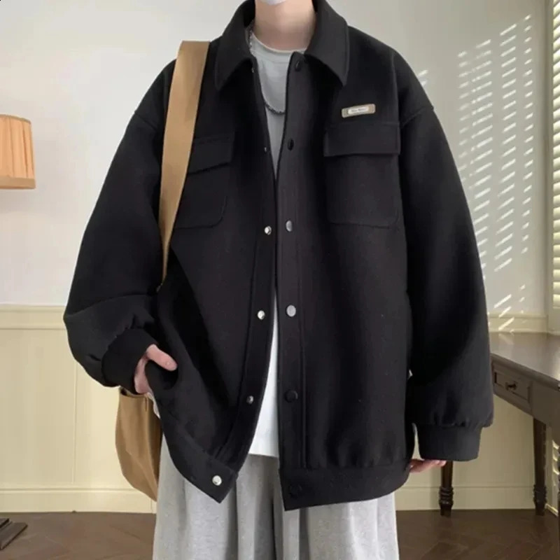 All Match Versatile Spring Autumn Fashion Mens Solid Casual Shirt Loose Pockets Letters Jacket Coat Cool Boy Soft Solid Warm 240719