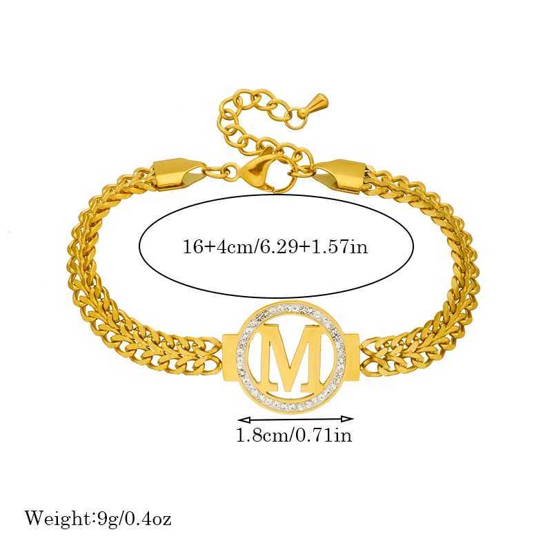 Charm Bracelets DIEYURO 316L Stainless Steel Letter M Bracelet for Womens New Party Gift Fashion Bracelet Jewelry Pulseras Mujer J240719
