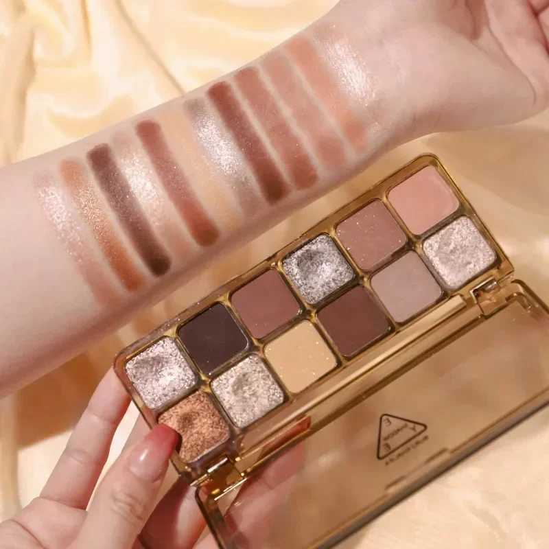 12 color super shiny cement eye shadow palette matte pearl shiny eye shadow cold tea brown eye shadow female beauty cosmeticsW240730
