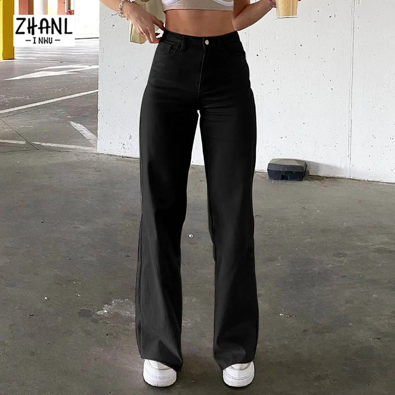 Brown Jeans Fashion Y2K Women High Waist Stretch Wide Leg Femme Trousers Casual Comfort Denim Mom Pants Washed Jean Pants 240812