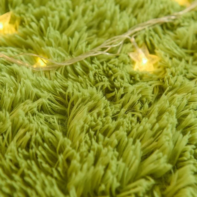 Fluffy Soft Green Living Room Carpet Large Furry Area Rugs Kids Mat Children Shaggy Bedroom Rug for Nursery Carpet 240723