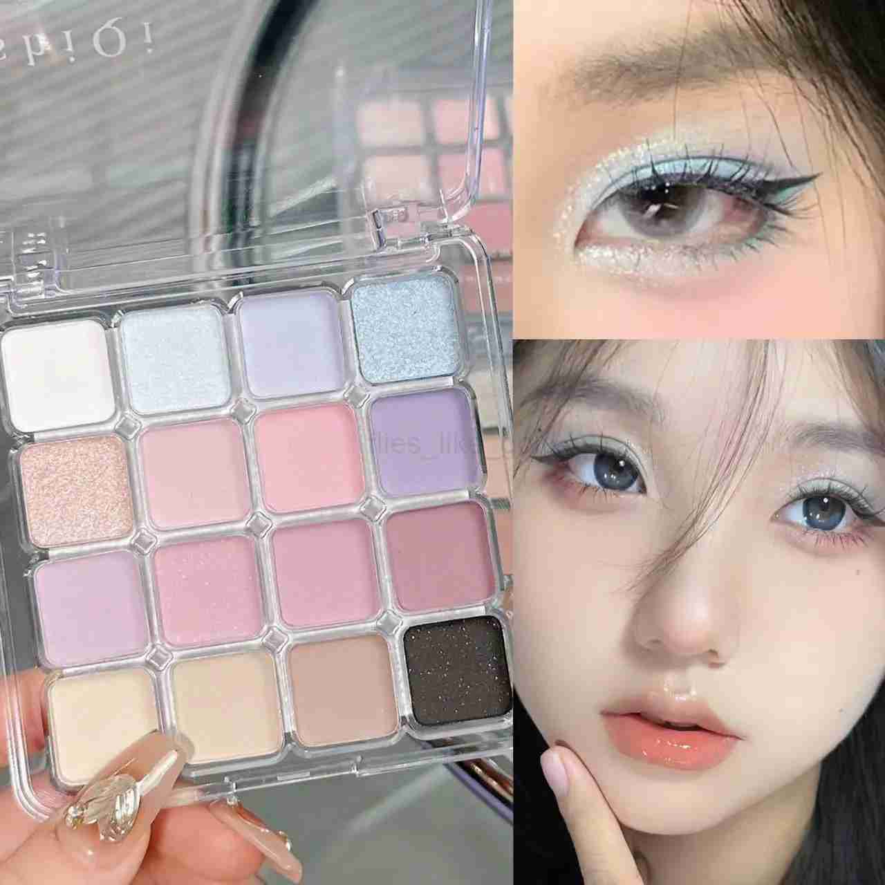 16 color pink blue pearl matte eye shadow palette glitter earth color eye shadow pigment waterproof durable Korean eye shadow makeupW240730