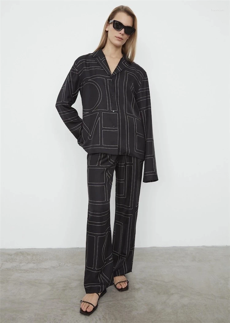 Women's Pants Totem Silk Embroidery Casual Drawstring Nighty Wide Leg