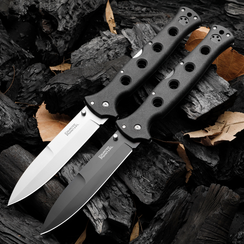 Factory Price 10ACXC Folding Knife AUS10A Satin/Black Oxide Blade Griv-Ex & Stainless Steel Sheet Handle Survival Tactical Folder Knives