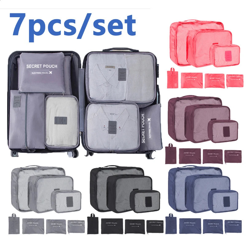 167PCS Set Travel Storage Bag Large Capacity Suitcase Storage Luggage Clothes Sorting Organizer Pouch Case Shoes Packing Cube 240723