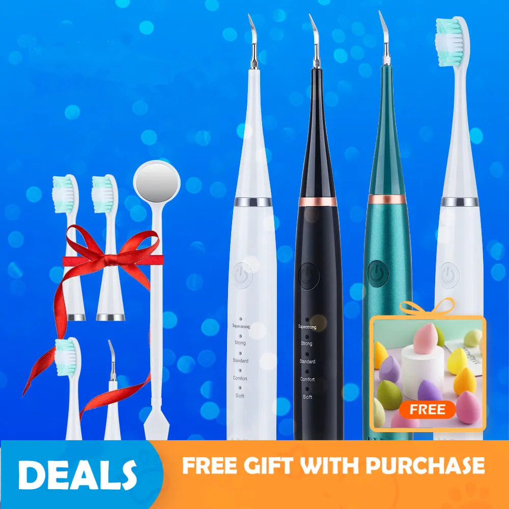 Electric Toothbrush Sonic Dental Teeth Whitening Kit Tooth Whitener Calculus Tartar Remover Tools Cleaner Stain Oral Care F618-30