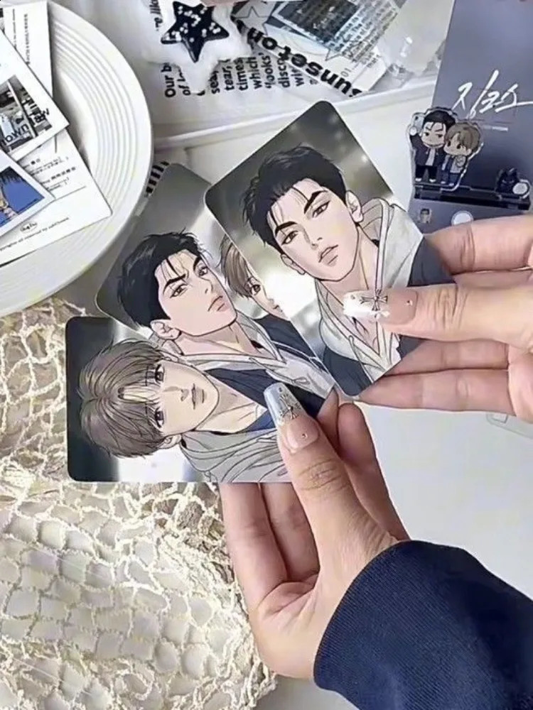 Korean Manhwa Figure Mingwa Jinx Yaoi Anime Acrylic Stand and 3 Cards BL Boys Love Figurines for Desk Decor Gift 240724