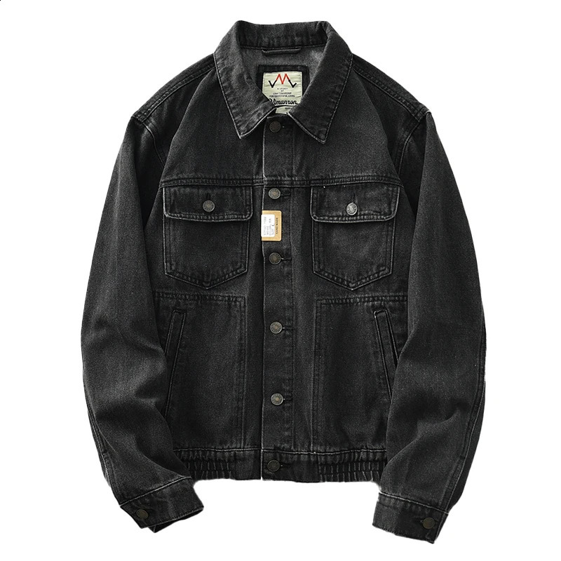 Autumn vintage wash blue short denim jacket mens daily work loose outdoor casual coat 240717