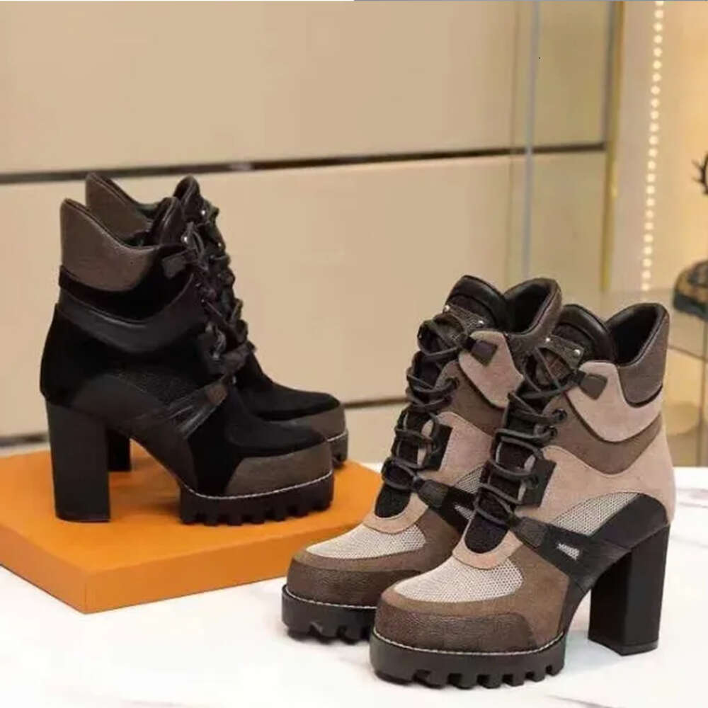 designer martin boots laureate platform desert boot ankle booties suede shoes plain calf leather embellished rubber outsole patent shoe with box 013