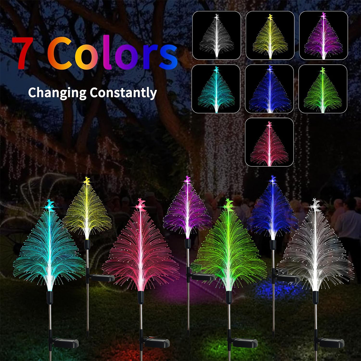 Solar Fiber Optic Moon Stars Christmas Tree Garden Lawn Lights Patio Lights Landscape Lights Decorative Lights