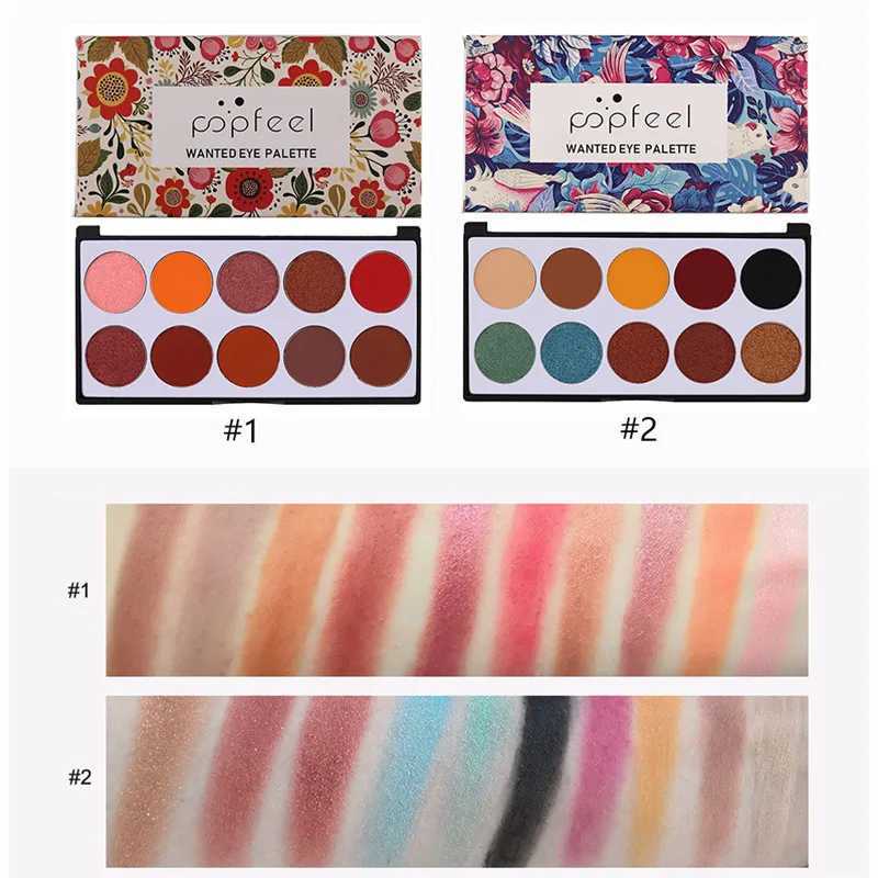 POPFEEL 10 color eye shadow cosmetics matte eye shadow palette shimmer suit professional color pigment matte flash eye shadowW240730