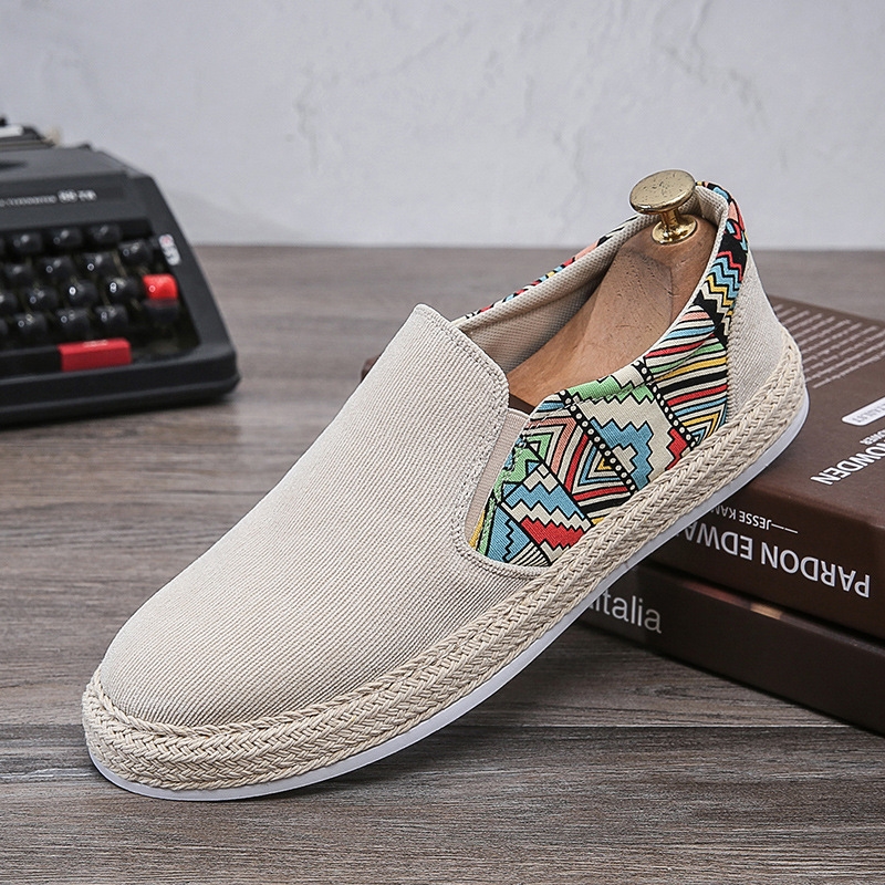 Men S Ddmysports Casual Corduroy Low Cut Fisherman Canvas Board One Foot Lazy Cloth Trendy Men Shoes Outdoor Shoes hoes hoes