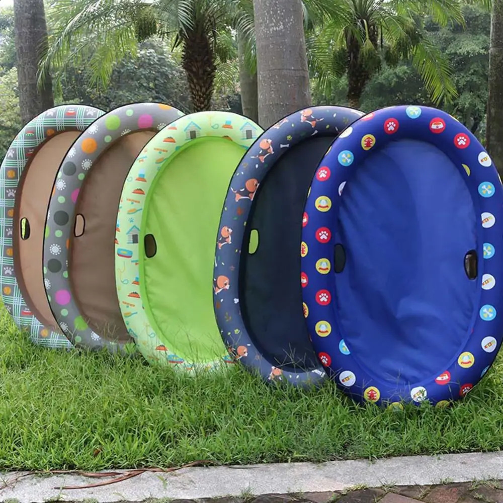 Print Inflatable Swimming Pool Pet Dogs Floating Raft Bed Water Play Cushion Pet Inflatable Hammock Summer Beach Toy For Dog 240723