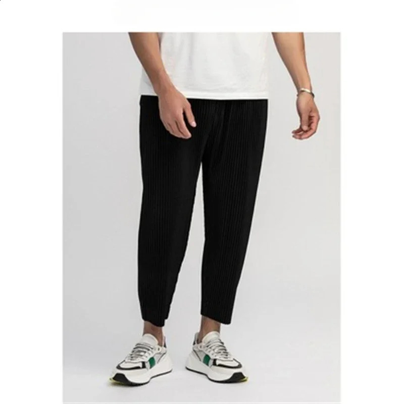 ALSEY Miyake Pleats Fold Harem Pants Mens Loose Series All-match Pants Casual Mens Bloomers Sports Men Clothing Trousers 240723