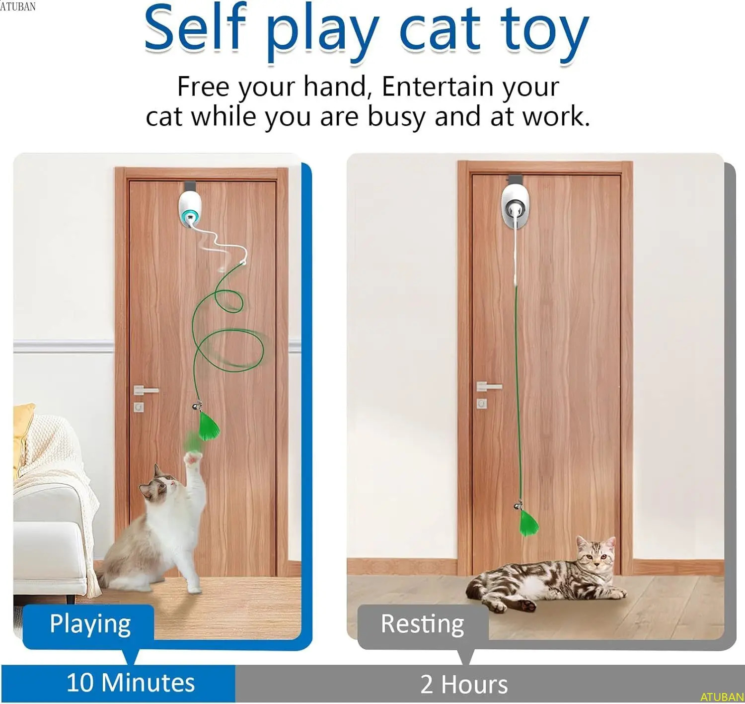 Cat Feather ToysHanging Electric Cat Toys for Indoor CatsRetractable Cat Teaser ToyExercise Kitten Toys Automatic Kitten Toy 240724