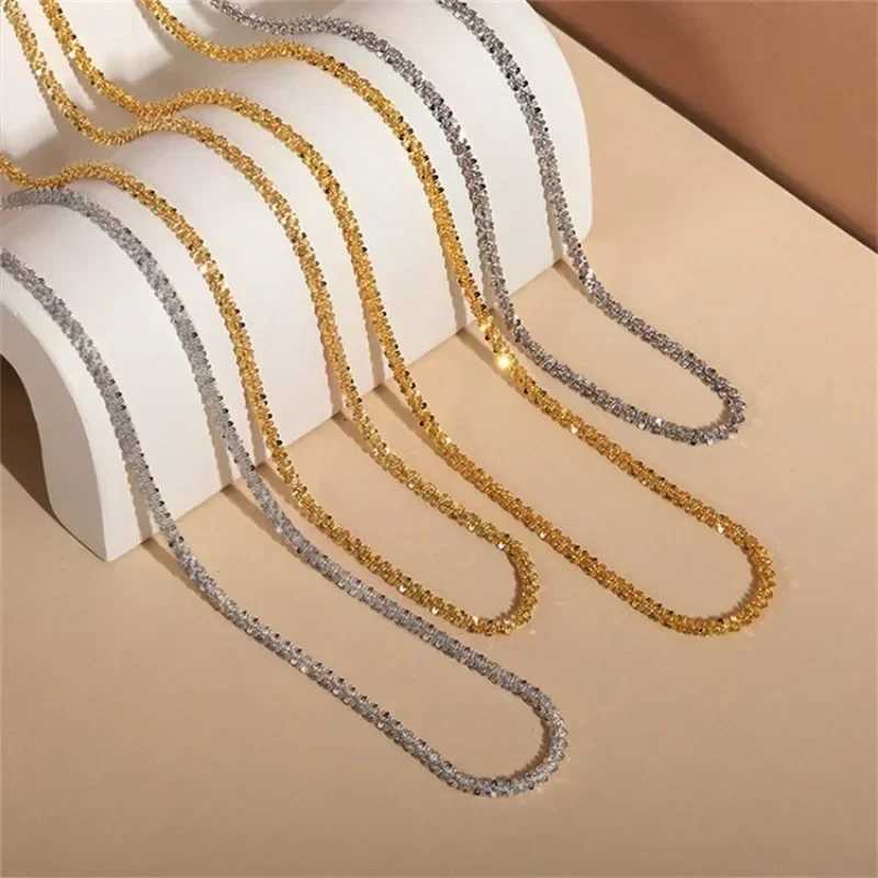 Sparkling Silver Color Clavicle Chain Choker Necklace Collar For Women Jewelry on the neck Wedding Party Birthday Gifts 2023 W250616