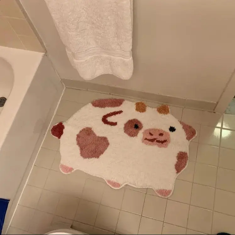 Cute Cows Multicolor Rug Digital Printing Technology Simple Housewarming Gift Handmade Non-Slip Decorative Carpet 240723