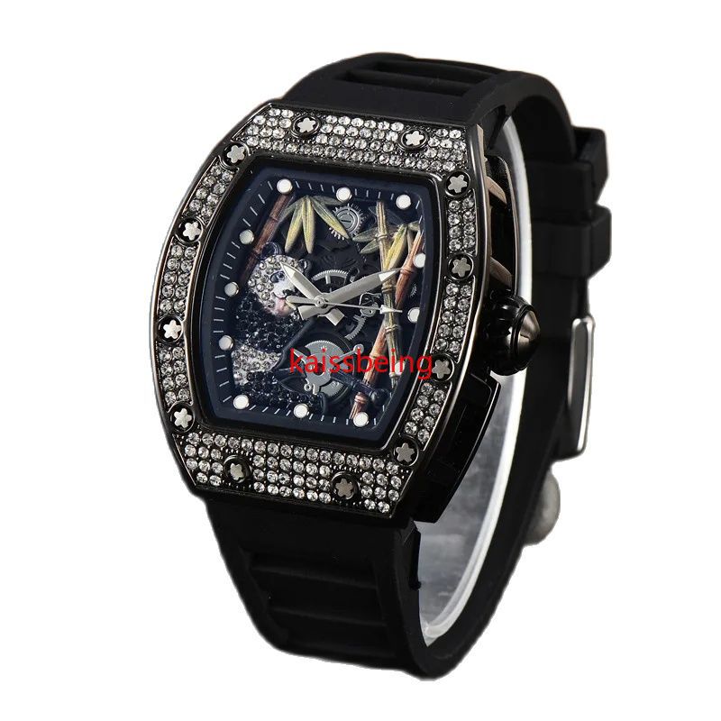New Versatile Black Diamond Three-Dimensional Panda Eating Bamboo Casual Quartz Hands Watch Wholesale